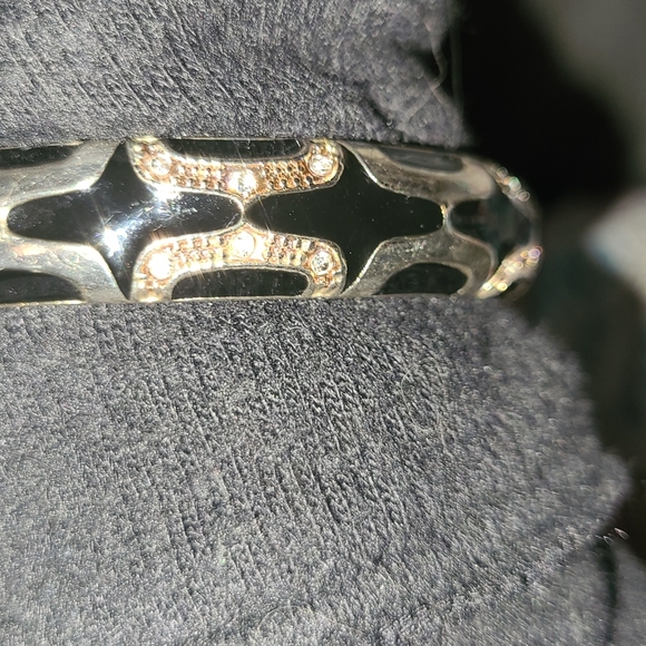 NORDSTROM BRACELET Enamel Hinge Black Gold Silver Rose Gold w Small Rhinestones - Picture 3 of 4